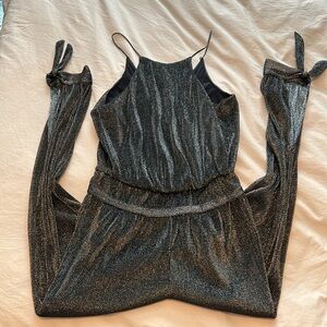 Halston Heritage Silver Shimmer Jumpsuit